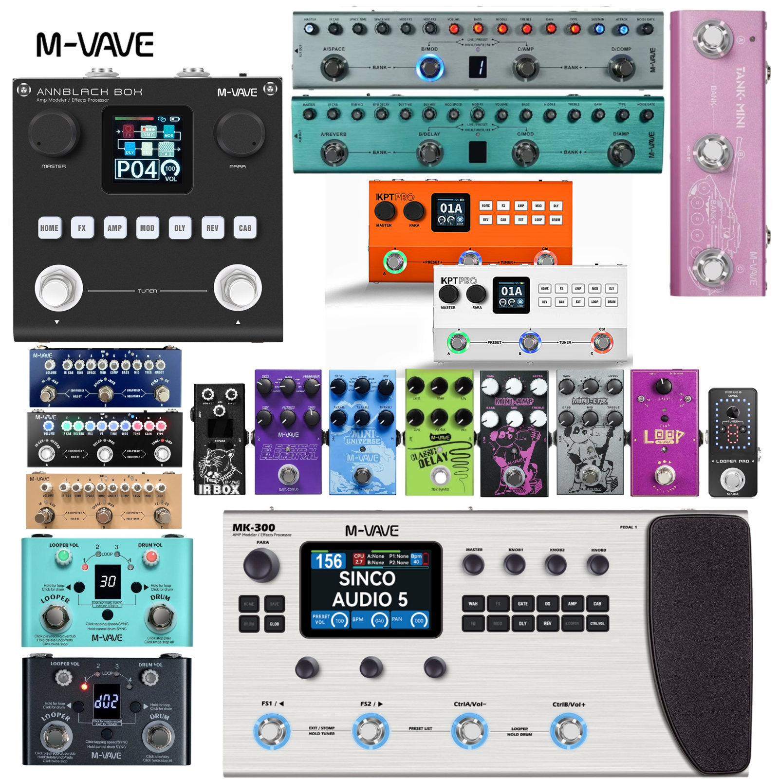 M-VAVE ギター ベース エフェクター ANNBlackbox、MK-300、Tank-G/B