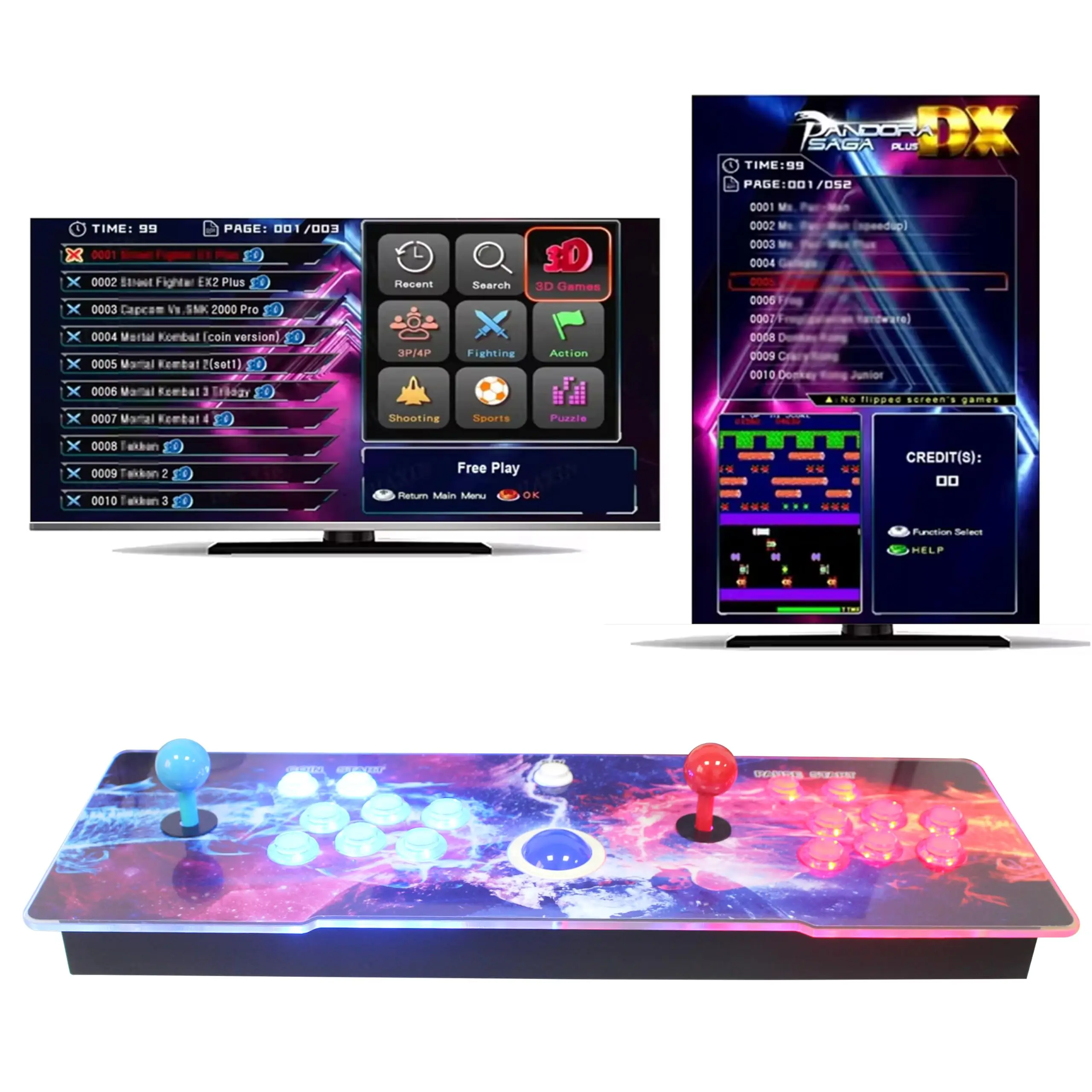 Pandora Saga DX 516 Vertical + 3000 Horizontal games,3 Side