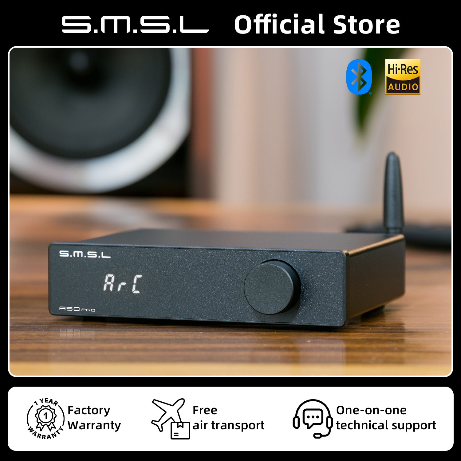 SMSL-パワーアンプa50pro 2.1,Bluetooth eq設定,100w,HDMI-ARC