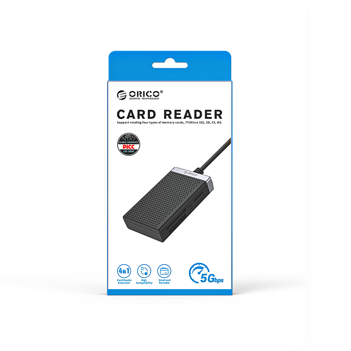 ORICO USB 3.0 USB C Card Reader 4 in 1 Memory Smart Card Reader SD
