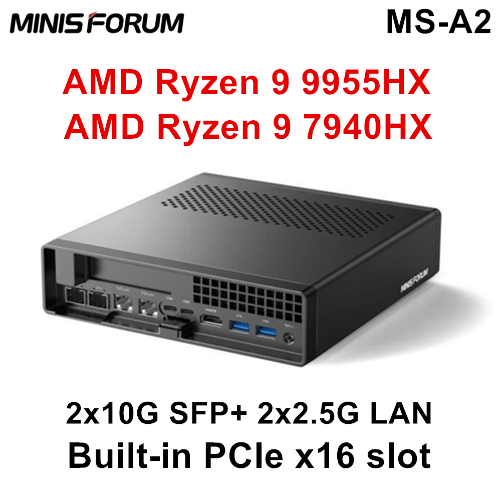 MINISFORUM MS-A2 Mini PC AMD Ryzen 9 9955HX 7940HX 2x10G SFP 2*2.5