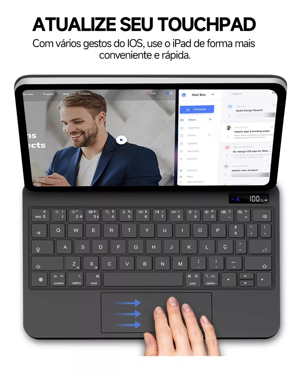 Bettdow Bluetooth Magic Keyboard for ipad pro 12.9 2018-2022 Air