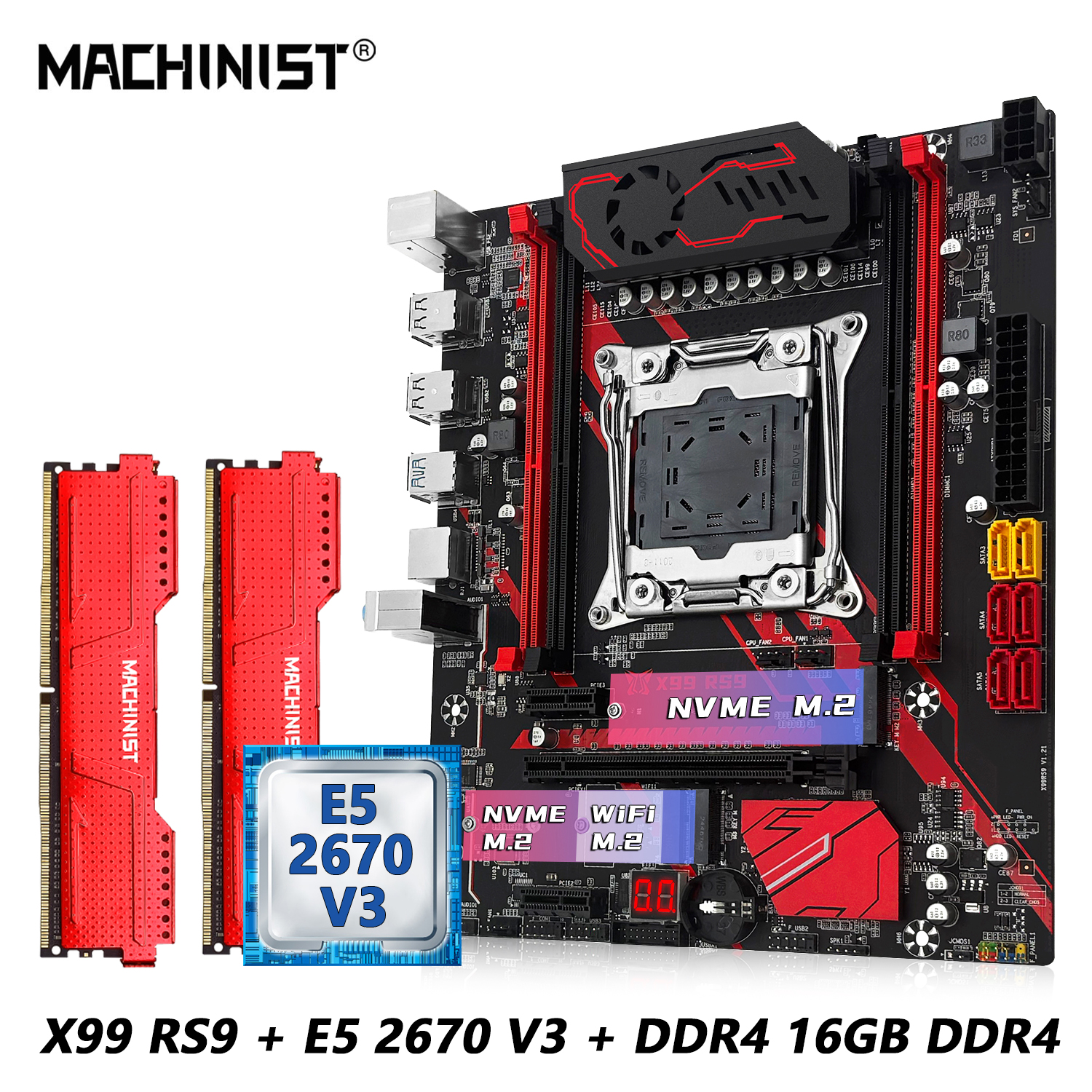 MACHINIST X99 RS9 Motherboard combo Optional Xeon E5 2670 V3 CPU