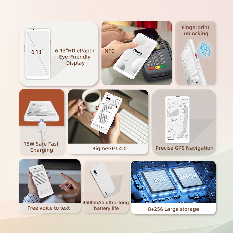 BIGME Hibreak Pro電子書籍リーダー、6.13インチ白黒E-inkスクリーン