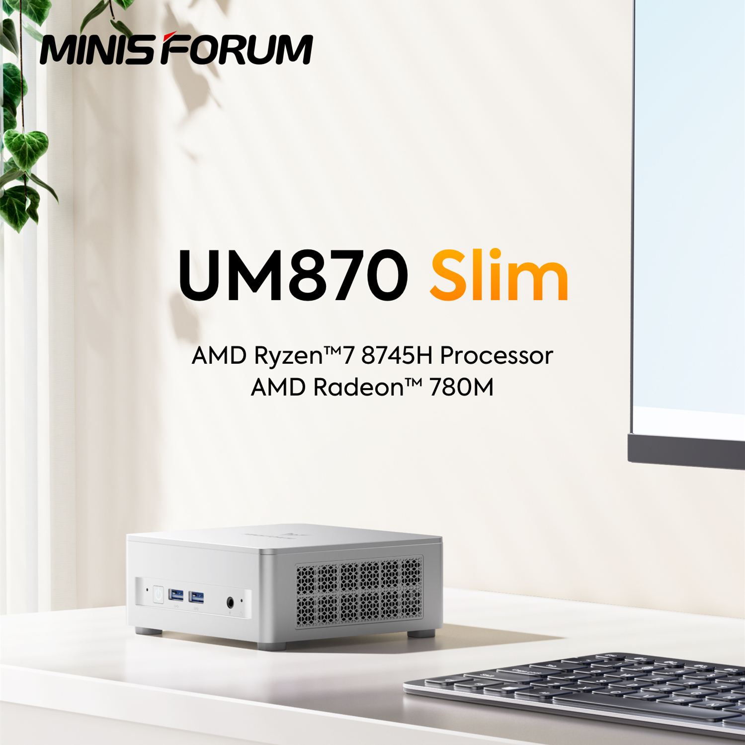 MINISFORUM Slim Series Mini PC UM870 AMD Ryzen 7 8745H USB4.0 2