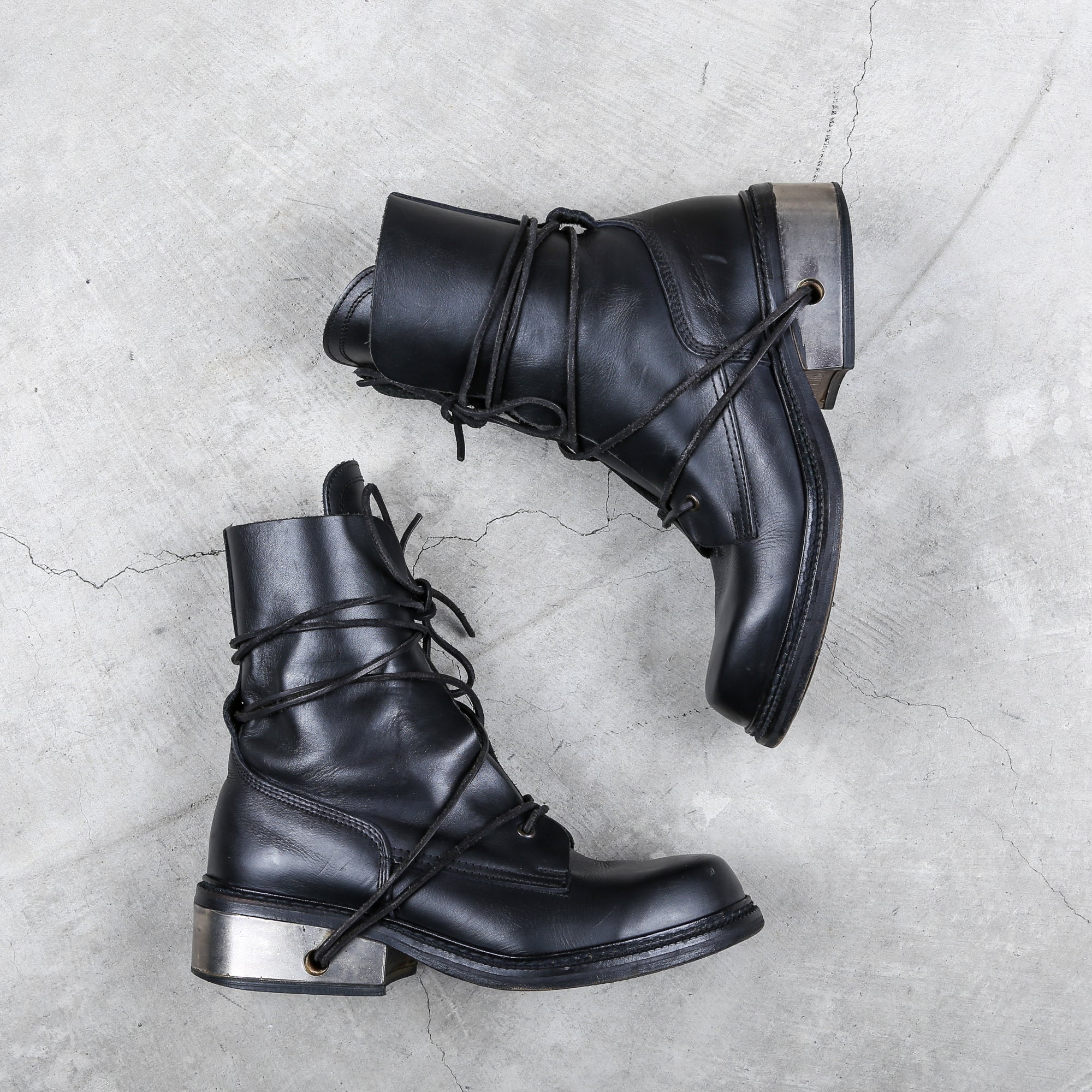 Dirk Bikkembergs Boots Metal Lace Through Heel in Black Size 41