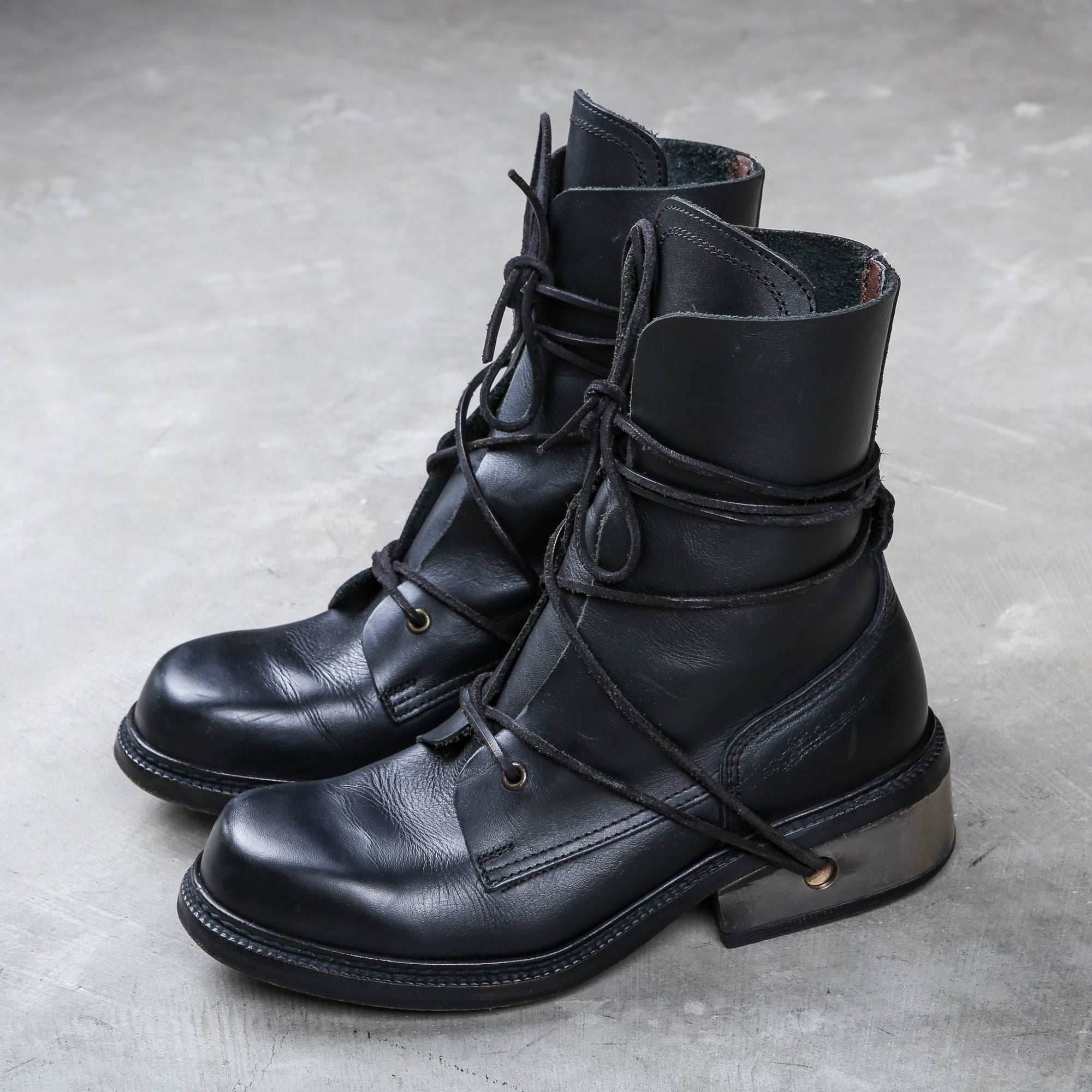 Dirk Bikkembergs Boots Metal Lace Through Heel in Black Size 41