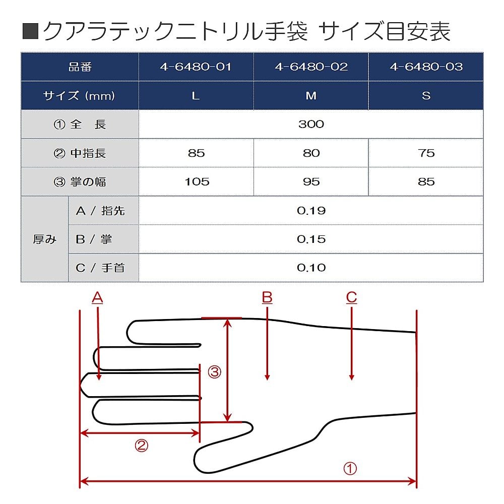 4-6480-01 クアラテックニトリル手袋（パウダーフリー）L 1箱（50枚入