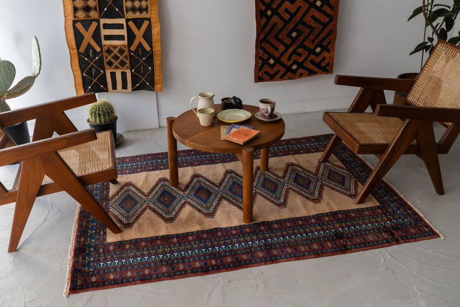 パキスタン産 1980年代 パキスタンラグ】手織り絨毯-アンティークラグ