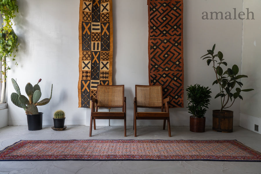 イラン産 1980年代 ペルシャ絨毯】手織り絨毯-アンティークラグ