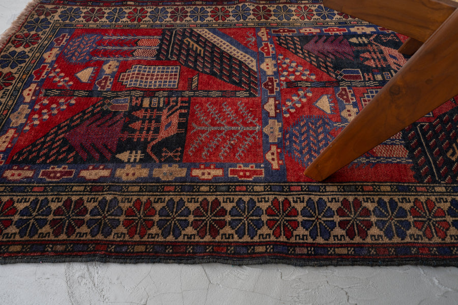 アフガニスタン産 1990年代 手織り絨毯】トライバルラグ-ヴィンテージ