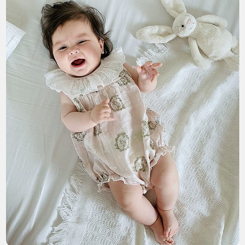 フレンチファブリックカラーロンパース 60cm~90cm｜ベビーのロンパース