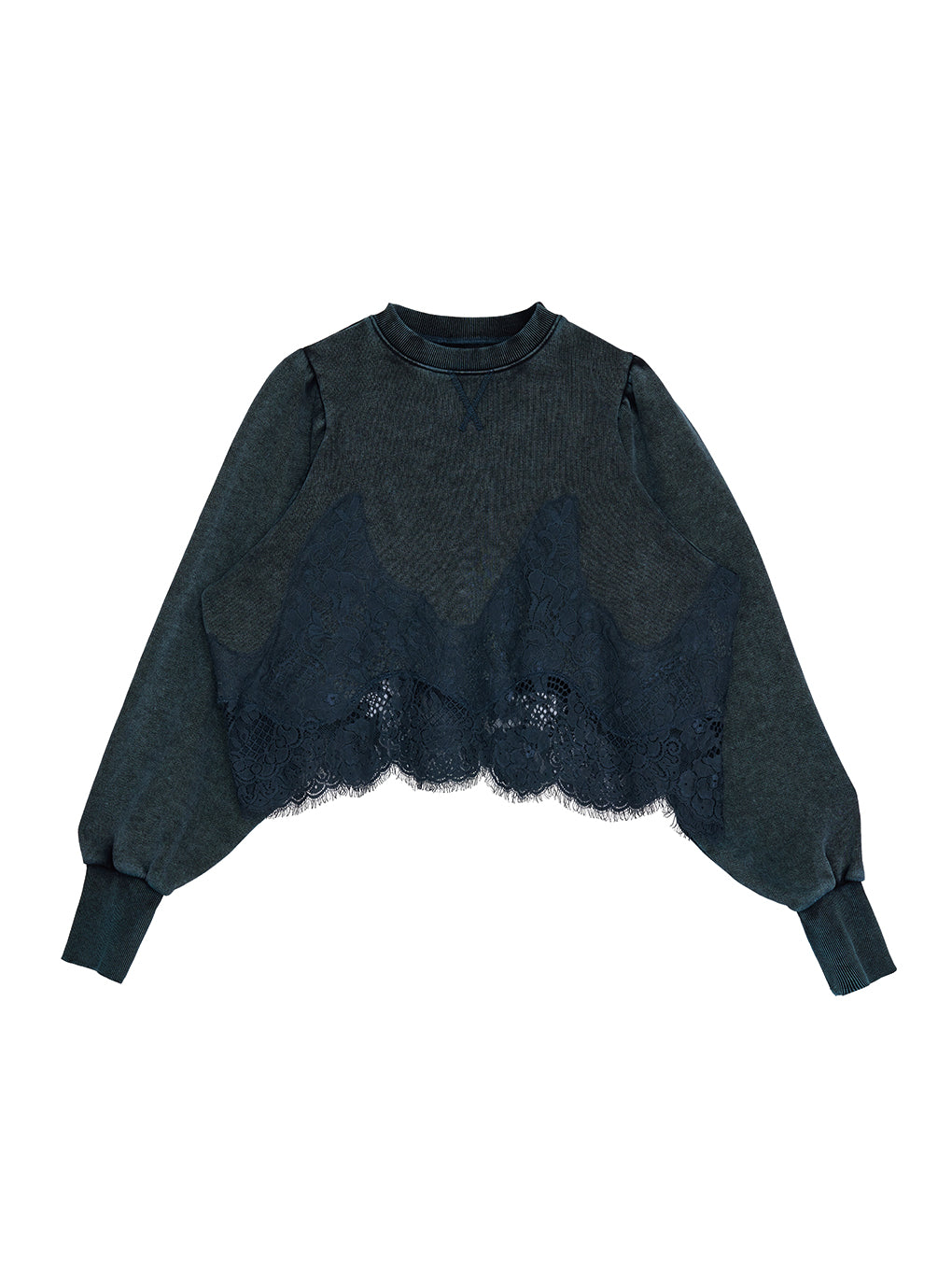 CHEMICAL OVERDYE LACE SWEAT TOP