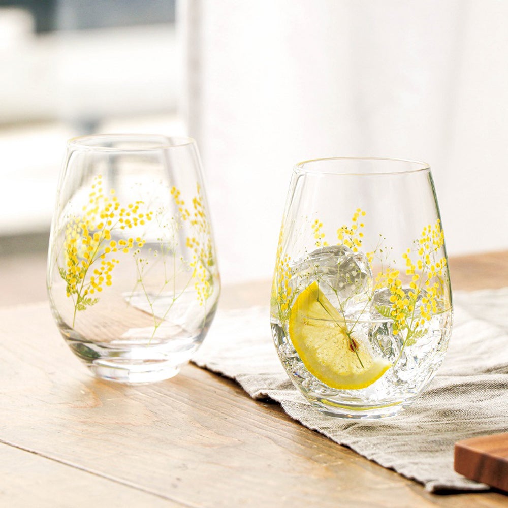 花文 hanafumi ペアタンブラー（ミモザ・かすみ草柄） | Aming