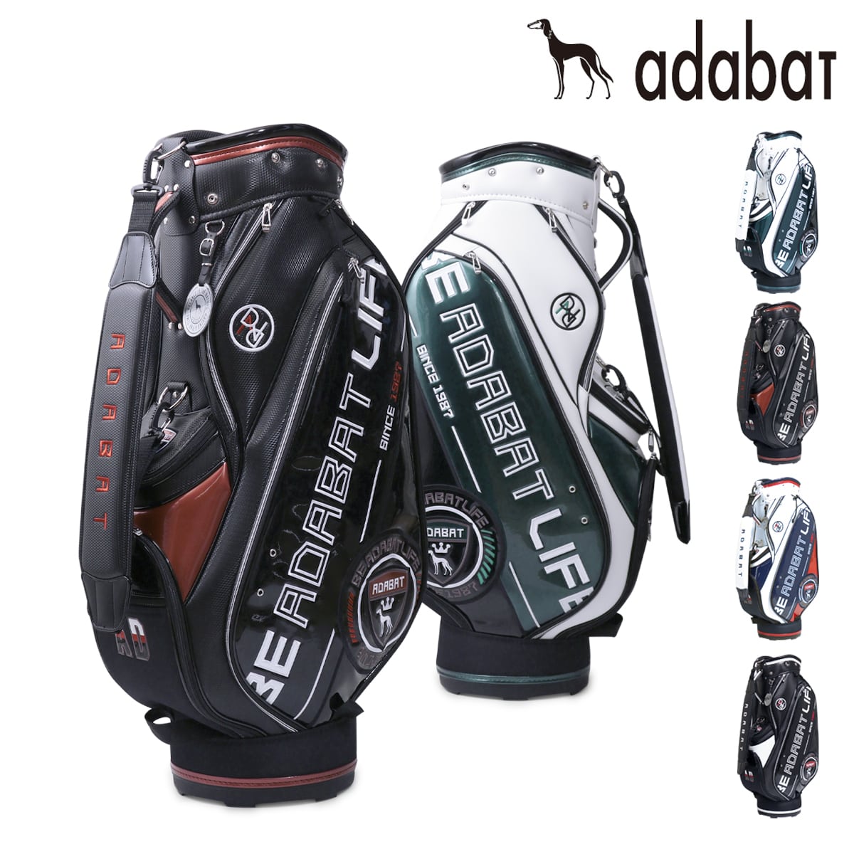 adabat アダバット ゴルフ キャディバッグ ABC429 ホワイト/グリーン