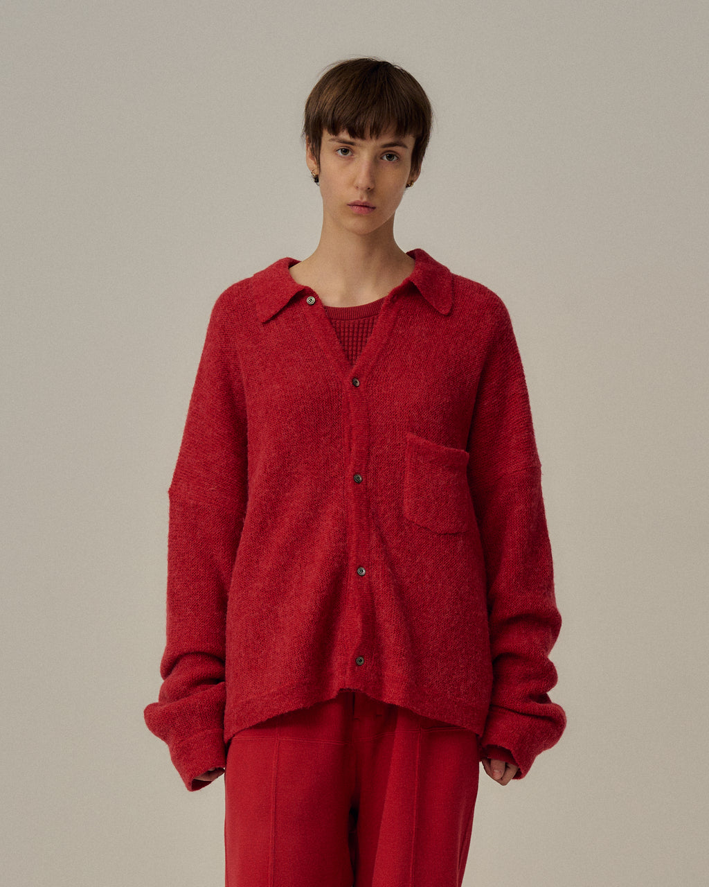 KIMONO KNIT SHIRT(RED) – ANCELLM