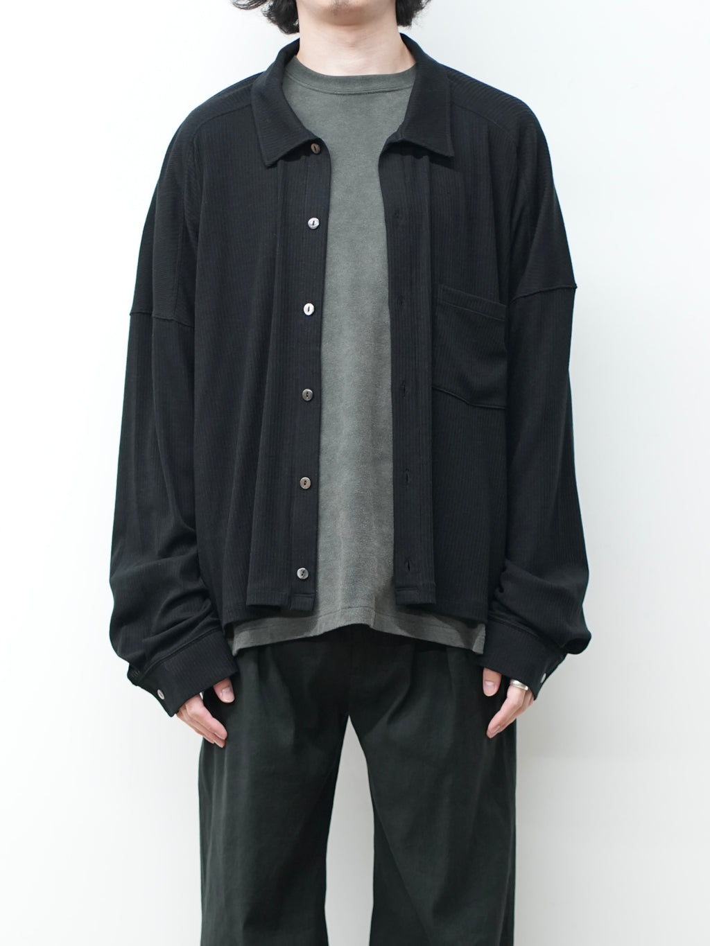 CAS/SIL KIMONO KNIT SHIRT(BLACK) – ANCELLM
