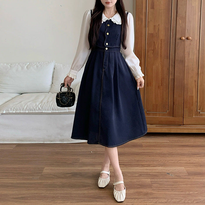 大きいサイズ レディース｜クラシカルレースカラーワンピース(L/LL/3L