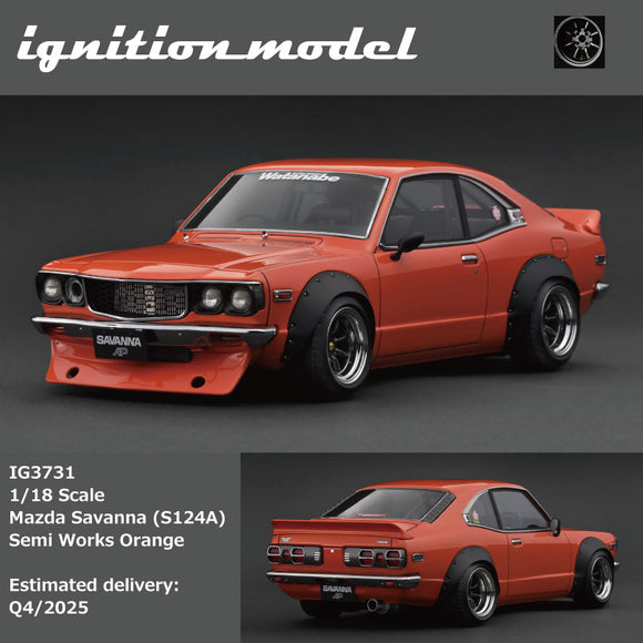 Pre-Order) 1:18 Mazda RX3 Savanna (S124A) Semi Works -- Orange -- Ign