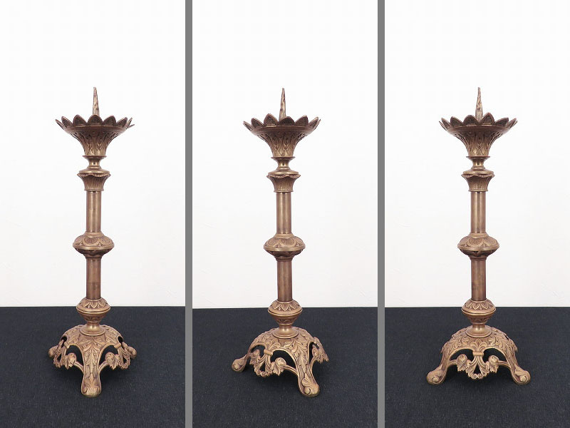 真鍮のキャンドルスタンド（ 燭台 ） フランスのアンティーク雑貨（4月