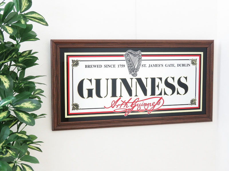 GUINNESS フレーム付きアンティークパブミラー GUINNESS フレーム付き