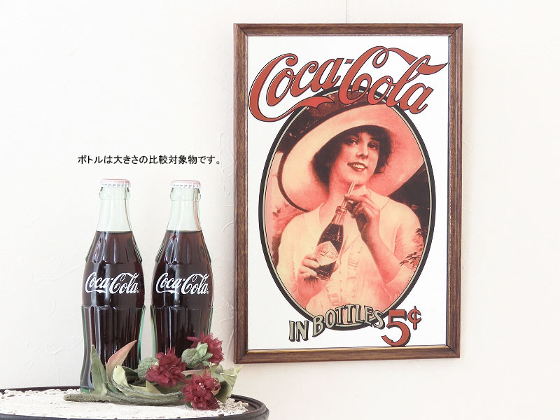 ビンテージ パブミラー コカ・コーラ（Coca-Cola）ボトルを持つ女性（7