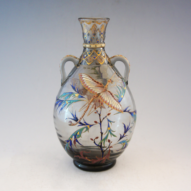 エミール・ガレ「昆虫と草花文 花瓶」《アンティックかとう》
