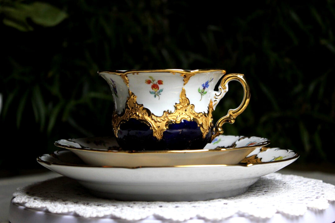 マイセン コバルト グランツゴールドレリーフ大皿 マイセン コバルト