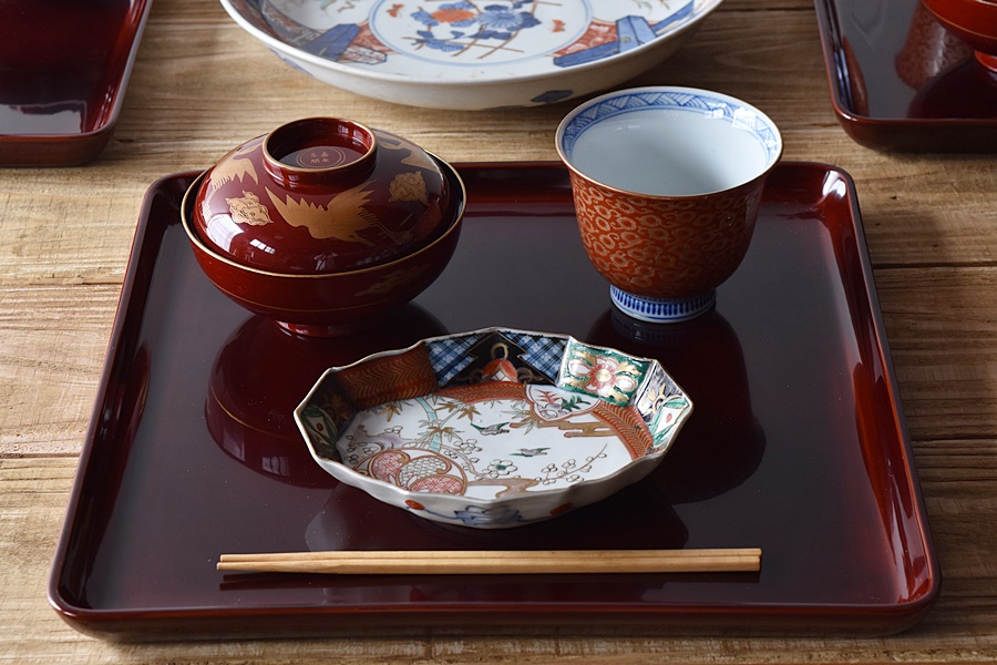 輪島塗 梅形膳 六客 盆 懐石盆 会席盆 輪島塗 梅形膳 六客 盆 懐石盆