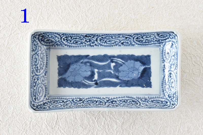古伊万里 染付 蛸唐草 富貴長春 長皿 - 生活骨董と古布のアンティーク