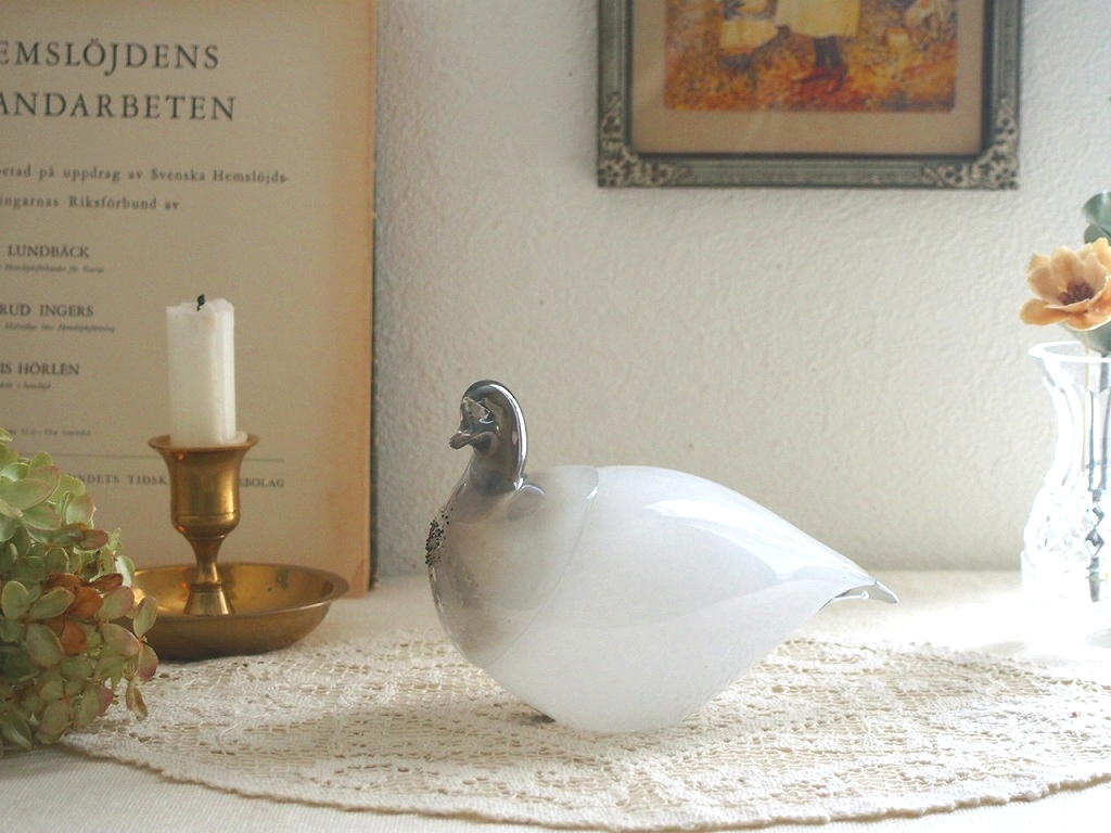 北欧ヴィンテージ ガラスの鳥の置物 - a n t e n n a