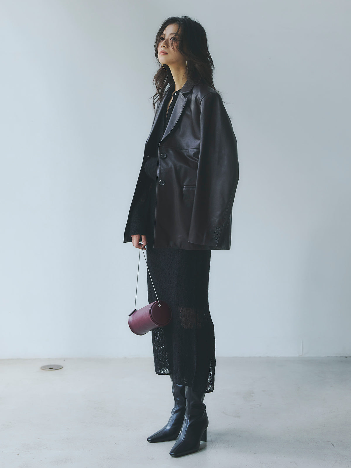 ウールレースポロニットワンピース