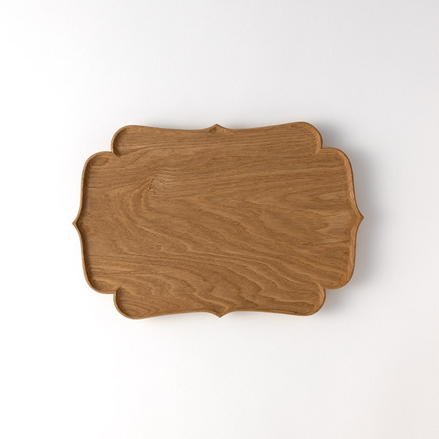 フナハシトモハルさん　杢が美しい栗のお盆　30m トレー　プレート フナハシトモハル _ 稜花盆 （ 栗 Φ300 ） - NODE