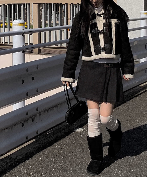 リブ切替シアーオーバーニーソックス (4color) | ファッション通販