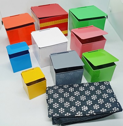 NINE BOX MAGIC WITH RING VANISHING HANKEY/ RING APPEAR 9 BOXES