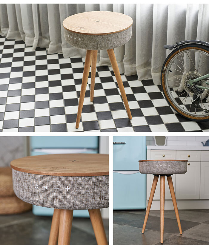 音楽を流しながらスマホを充電！ 360°Bluetoothテーブル型スピーカー