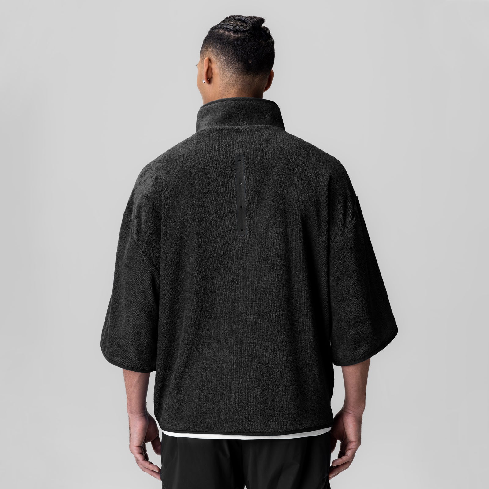 1057. Towel Terry Quarter Zip Oversized Tee - Black – ASRV