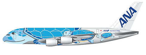 ANA、エアバス A380型機の特別塗装機は「FLYING HONU（ホヌ