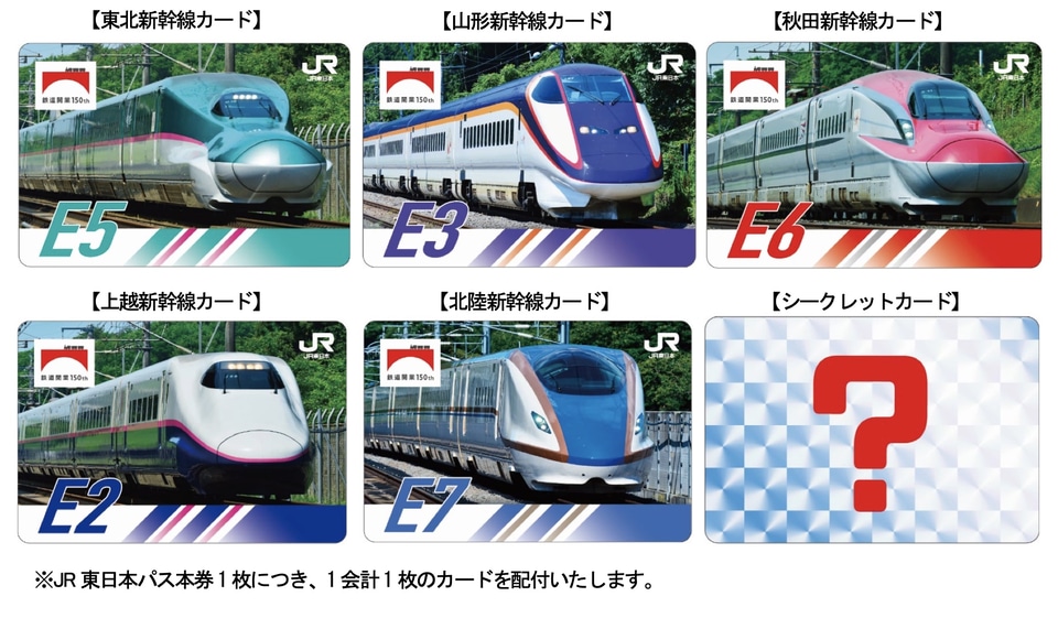 鉄道開業150年記念 JR東日本パス」提示でオリジナルトレインカードを