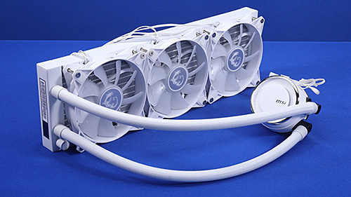 実測300W超えのCore i9-14900Kも冷やせる！MSIの白い360mm水冷クーラー