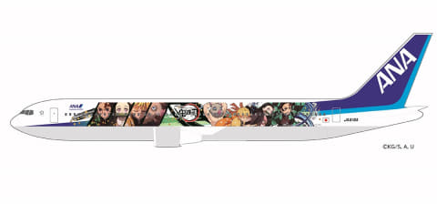 ANA「鬼滅の刃じぇっと」、羽田格納庫で120枚のデカール貼付け