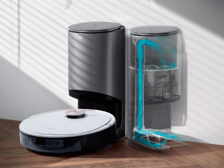 エコバックス、自動ゴミ収集スタンド付きロボット掃除機「DEEBOT OZMO