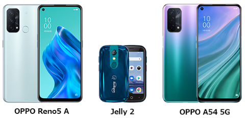 BIGLOBEモバイルから「OPPO Reno5 A」「OPPO A54 5G」「Jelly 2」が
