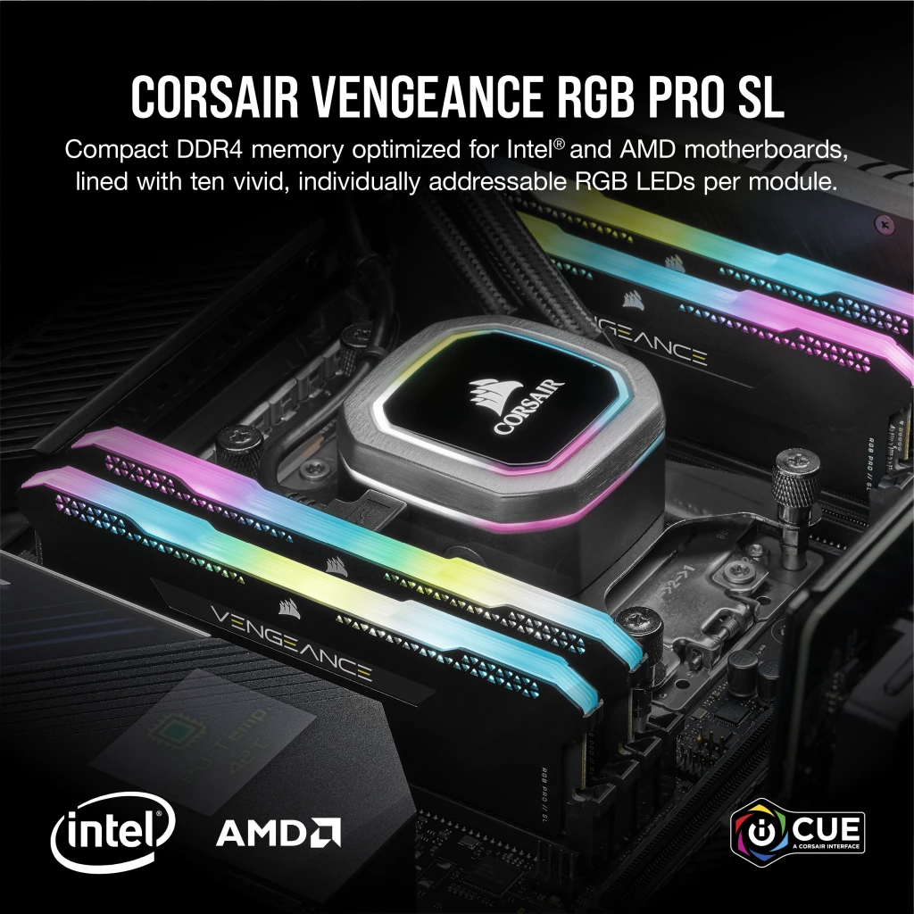 VENGEANCE RGB PRO SL 32GB (2x16GB) DDR4 DRAM 3200MHz C16 Memory