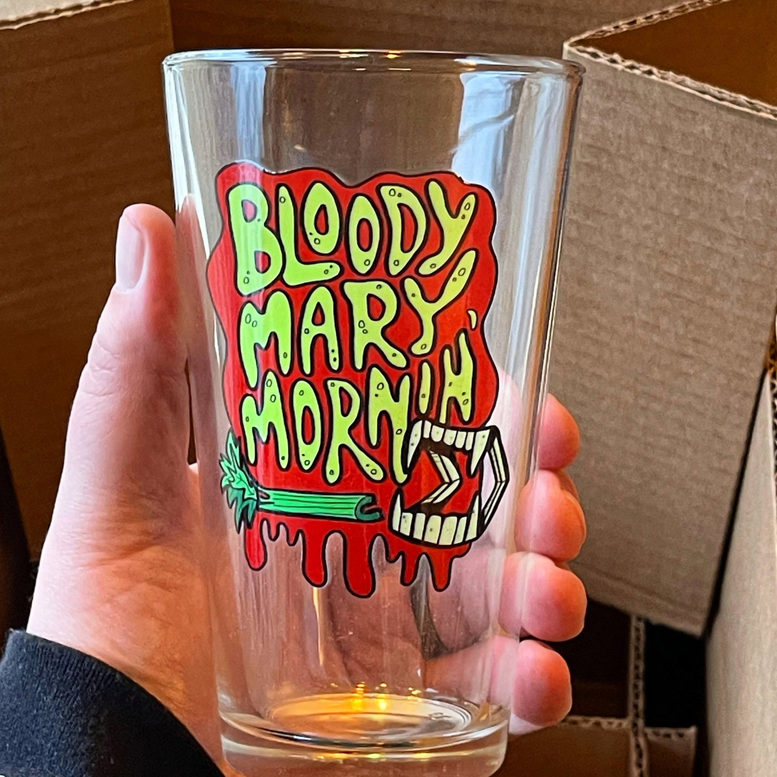BLOODY MARY MORNIN' 16oz Pint Glass | The Black Lagoon Room