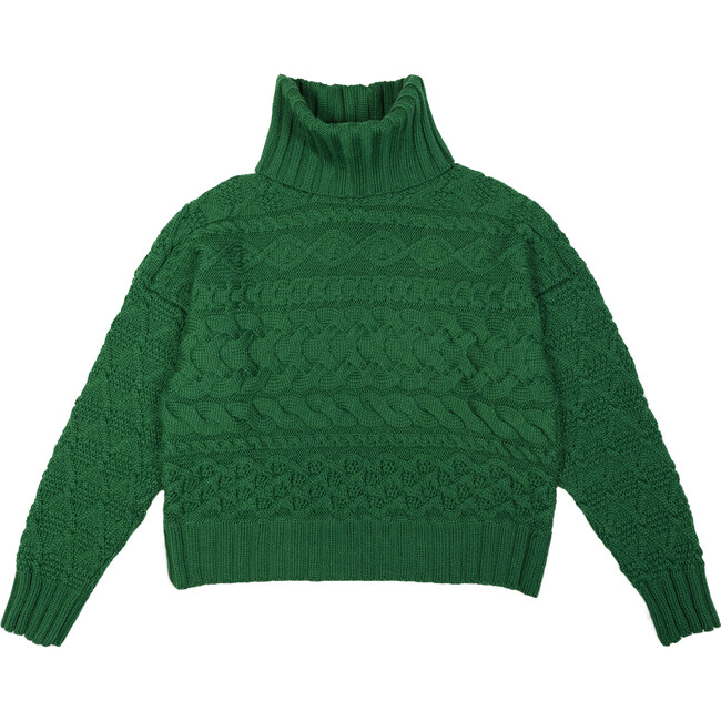 Women's Cable Knit Ribbed Turtle Neck Relaxed Fit Sweater, Bright