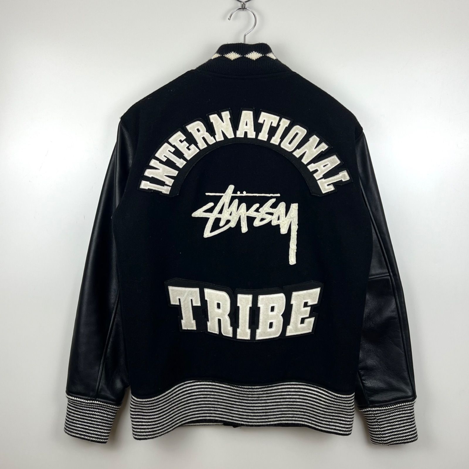 STUSSY NEXUS7 30th RETROSPECTIVE leather sleeve varsity jacket L