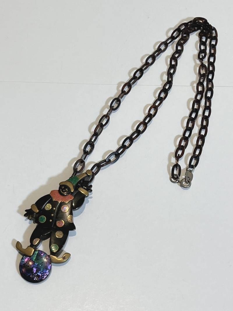 鼈甲螺鈿蒔絵一径作 ピエロ ネックレス ブローチ べっこう 鼈甲