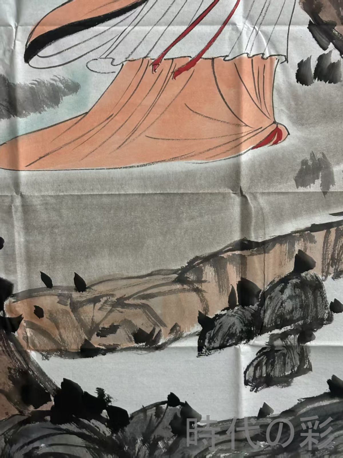 中国画 額付 四条屏】黄冑 風人物図 掛軸セット 宣紙・手工表装 中国画