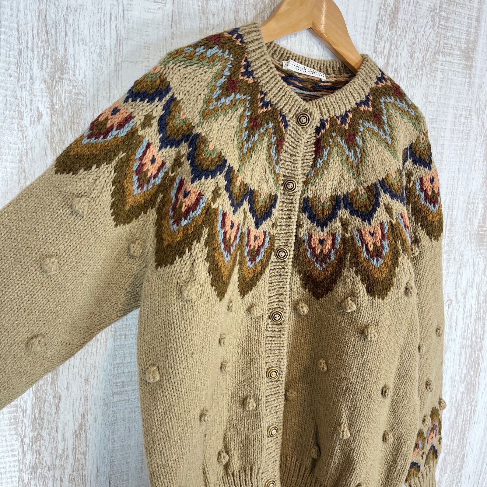 KANEKO ISAO カネコイサオ フェアアイル柄 ラグランスリーブ ウール